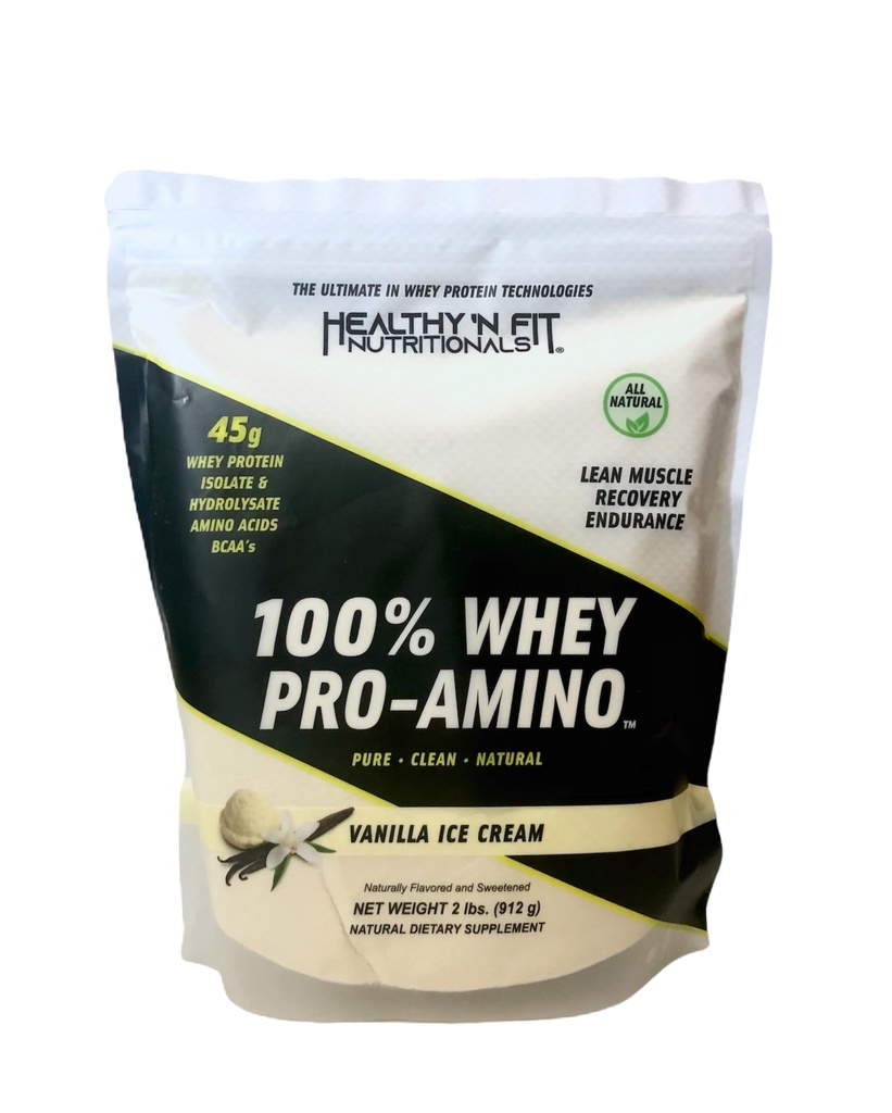 Healthy ‘N Fit 100% WHEY PRO-AMINO v2.0-Vanilla (2lb): 100% Whey Protein PLUS Peptides d'Amérique. Vanille, 2 livres.