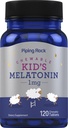Piping Rock Kids Melatonin 1mg de 120 comprimés à croquer Supplément pour enfants de Végétarien,Non-OGM, Sans gluten