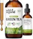 Extrait de thé vert sauvage et biologique gouttes liquides - Supplément antioxydant - Suppléments de thé vert naturel avec/Camelia Sinensis - Teinture végétalienne, sans sucre et sans alcool - 2 fl oz