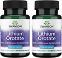 Swanson Lithium Orotate Antioxydant Mood Emotional Wellness Behavior Memory Support Supplément 5 mg 60 Capsules de Véggie (Lithium Élémental) 2 Pack