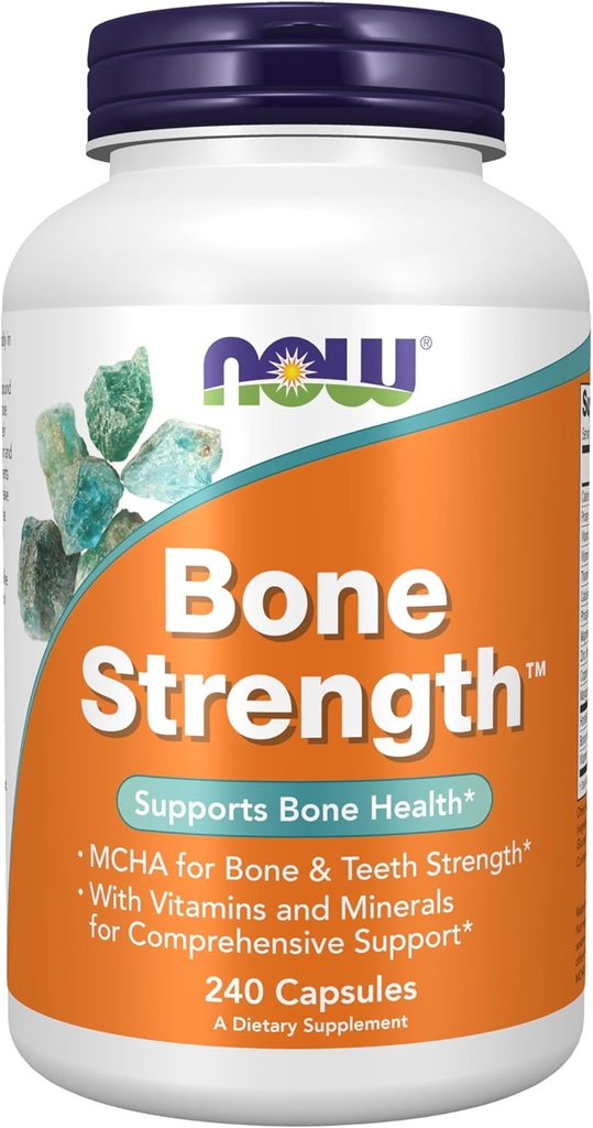 MAINTENANT Aliments suppléments, Bone StrengthMC avec Hydroxyapatite microcristalline (MCHA), Magnésium et vitamines C,D et K, 240 capsules