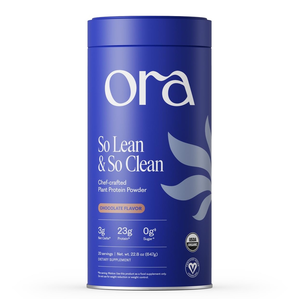 Ora Bio Vegan Protein Powder - Protéine végétale 23g pour les femmes et les hommes - Chocolat Saveur 20 portions, sans bloat, sans gluten, sans OGM, sans édulcorants artificiels