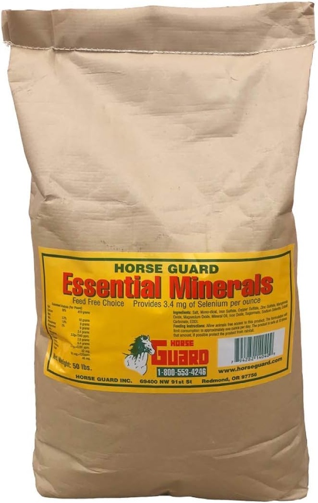 Minéraux essentiels 50 lb, supplément minéral libre avec sélénium, vitamines et minéraux