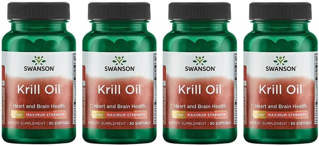 Swanson EFAs- Huile de krill - Résistance maximale - 1 g, 30 softgels (4 pack)