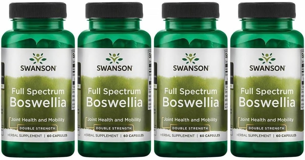 Swanson Supplément double force Boswellia-Herbal Promouvoir le soutien conjoint-Ayurvedic Herb pour la flexibilité et le soutien de la mobilité interarmées-Fabriqué avec la résine Boswellia Serrata-(60 Capsules, 800mg Chaque) 4 Pack