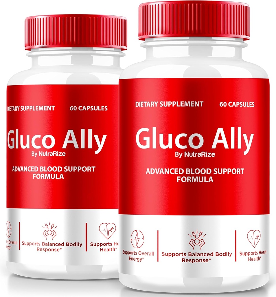 (2 packs) Gluco Ally Capsules, pilules GlucoAlly officielles, formule globale de soutien du sang, tout supplément naturel pour maintenir des niveaux sains, examen des capsules Gluco-Ally Premium (120 capsules)