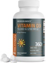Bronson vitamine D3 10 000iu (250mcg) 1 an d'approvisionnement pour une fonction musculaire saine et un soutien immunitaire, non-OGM, 360 comprimés