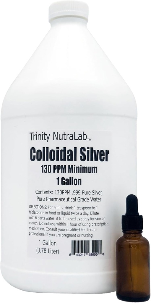 130PPM Colloidal Silver (1 Gallon). Certified Lab Tested, 100% Pure & Natural. Nothing Added.