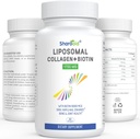 Liposomales hydrolysés Collagène Peptides 1700mg et Biotine 10000mcg Suppléments pour femmes, hommes, haute absorption, vitamine E,C et capsules de zinc pour peau, croissance de l'air, joint et ongles,60 Softgels