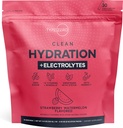Type Zero Clean Hydratation + Electrolytes Mélange de boisson (30 Packets à usage unique) - Hydratation avancée pour toute occasion (Melon d'eau fraise)