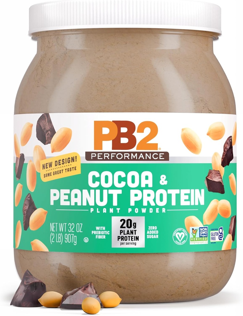 PB2 Performance Poudre de protéines végétaliennes à base d'arachides 20g Protéines complètes, Pas d'ajout de sucre, Fibres prébiotiques