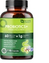Probiotiques pour les femmes santé digestive avec fibre prébiotique - Supplément de fibre avec 60 milliards de probiotiques pour la régularité et le nettoyage des intestins - soutient Constipation occasionnelle - 116 Capsules de Véggie
