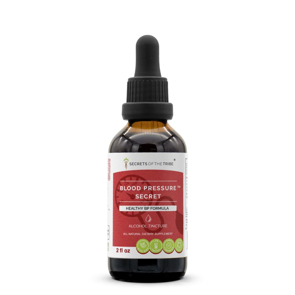 Secrets de la tribu - La pression artérielle Secret, formule de circulation saine, supplément à base de plantes Mélange gouttes d'alcool Extrait liquide 2 fl oz