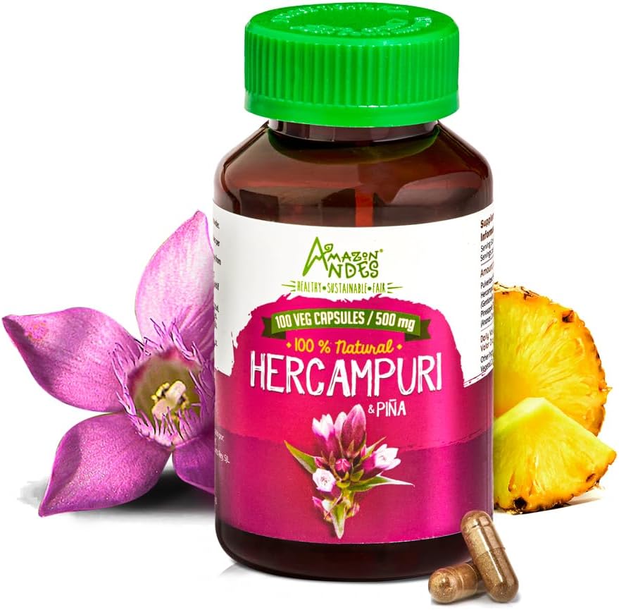 Hercampuri capsules l 1500mg par portion l Végétalienne, Sans OGM et sans allégène pilules l Andes