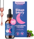 JoySpring Kids Sleepberry Melatonin 3 mg – Aide au sommeil liquide avec L Theanine, gouttes de baies à absorption élevée (2 fl oz) 60 portions, Melatonine pour enfants avec vitamine D Enfants essentiels de voyage