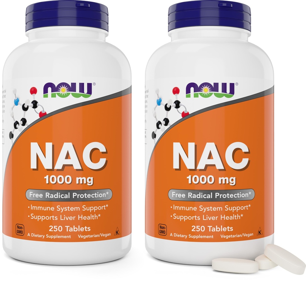 Aliments NAC 1000 mg, 250 comprimés (paquet de 2), supplément N-acétyl-cystéine, 1000 mg (1 gramme) par comprimé - Végétarien, non-OGM