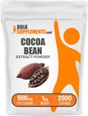 BulkSupplements.com Poudre d'extrait de cacao - Supplément de cacao - Sans sucre, sans végétalien et sans gluten, 500mg par portion, 1kg (2,2 lbs) (paquet de 1)