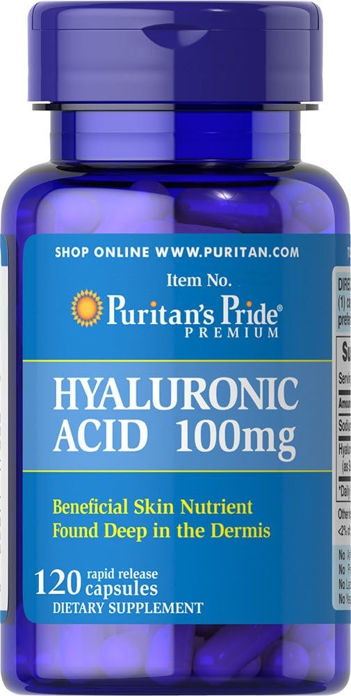 Puritan's Pride Hyaluronique Acid 100 mg Capsules, 120 Nombre