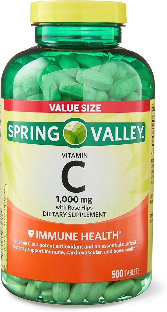 Jogi Vitamine C avec les comprimés HIPS Rose Taille de la valeur du supplément alimentaire, 1 000 mg, 1 000 mg de vitamine C et 8 mg de HIPS Rose par comprimé 500 Nombre