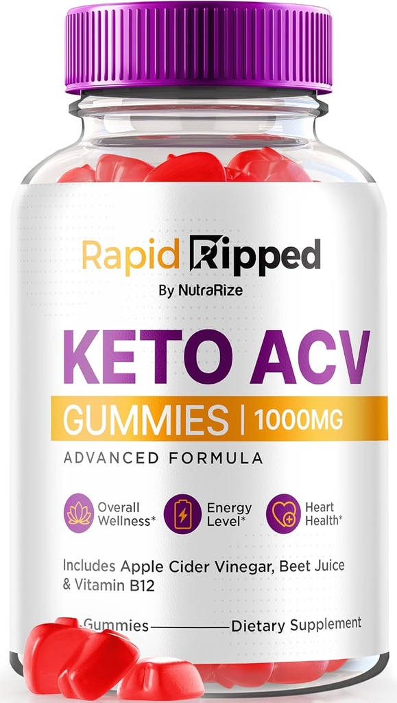 NutraRize rapide Ripped Keto ACV Gummies, Keto + ACV 1000 MG, Toutes les pilules naturelles de vinaigre de cidre de pomme Gummy Pills, la force maximale de vitamines de céto Plus ACV, Commentaires (60 Gummies)