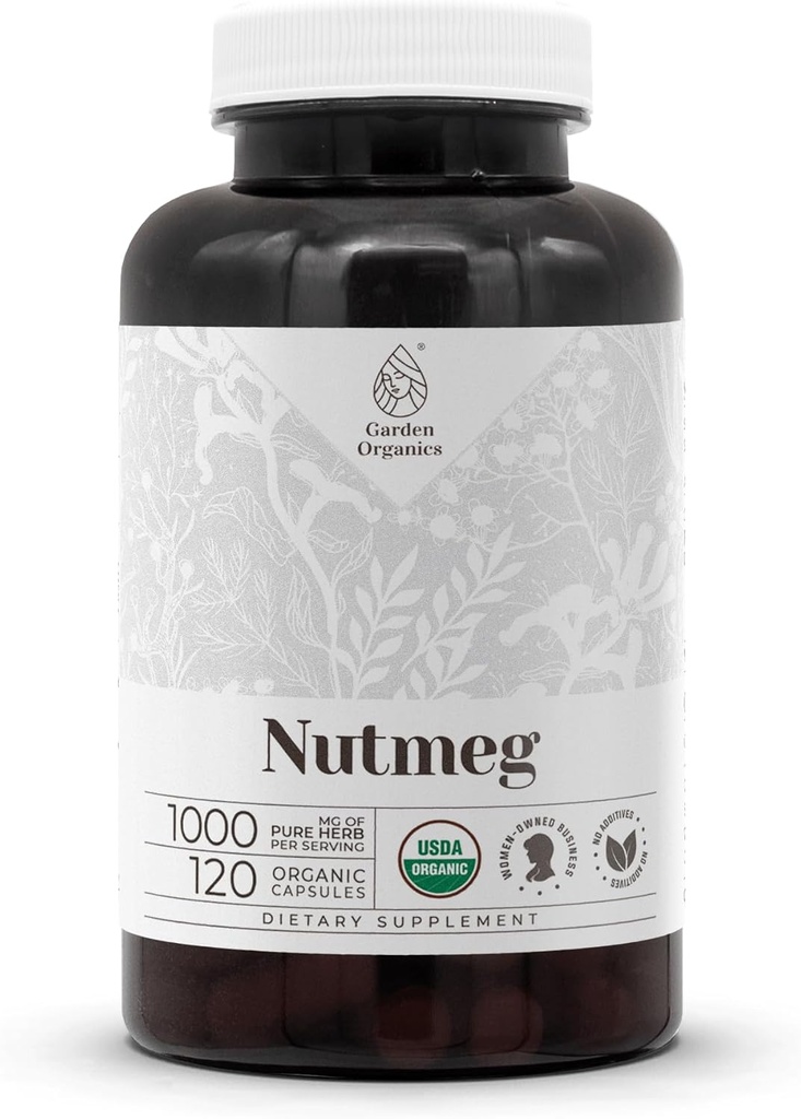 Nutmeg USDA Organic 120 Capsules (Myristica fragrans) Noix séchée (120 Capsules)