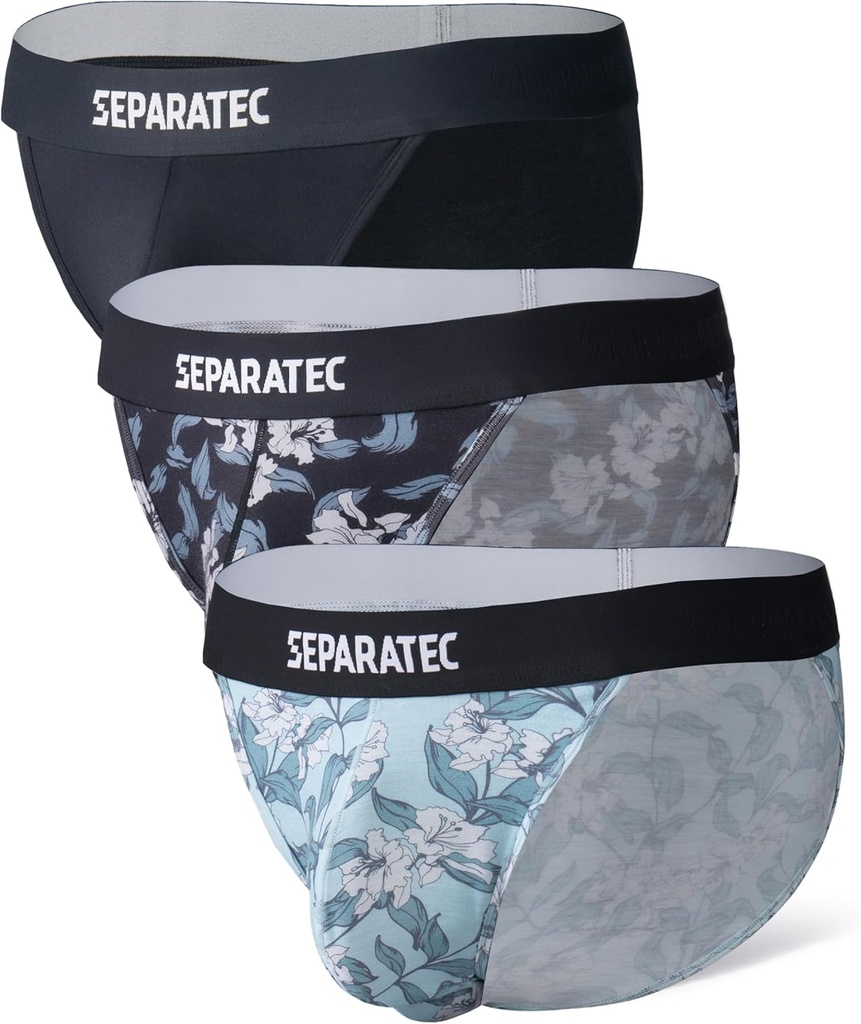 Separatec Men's Bikini Briefs Dual Pouch Bulge Enhancing Soft Support Breathable Mens String Bikini Briefs Tagless 3 Pack