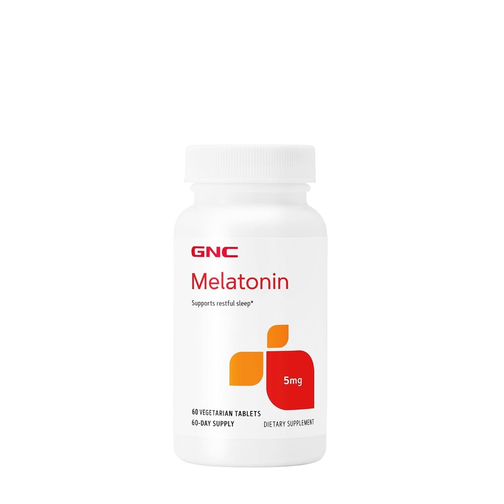 GNC Mélatonine 5mg, soutient le sommeil reposant, 60 comprimés