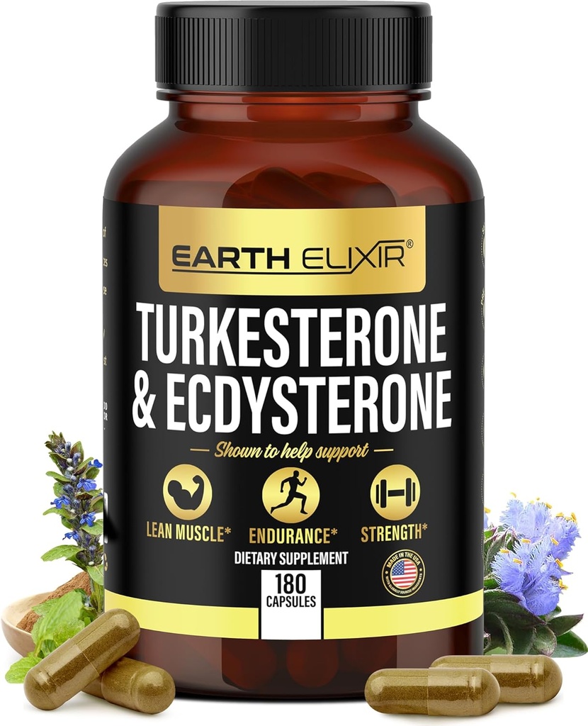 Turkesterone & Ecdysterone – Natural Testosterone Support, 2-in-1 High Potency Turkesterone Supplement for Men & Women with 95% Beta Ecdysterone - Strength, Energy and Vitality – 180 capsules