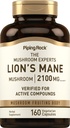 Piping Rock Lions Mane Champignon Supplément de 2100mg de 160 capsules Extrait pour femmes et hommes