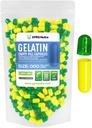 XPRS Nutra Taille 000 Capsules vides - 500 Compte Capsules de gélatine vides - Supplément de bricolage Capsule de remplissage - Pilules de gel de couleur rechargeable (vert/jaune)