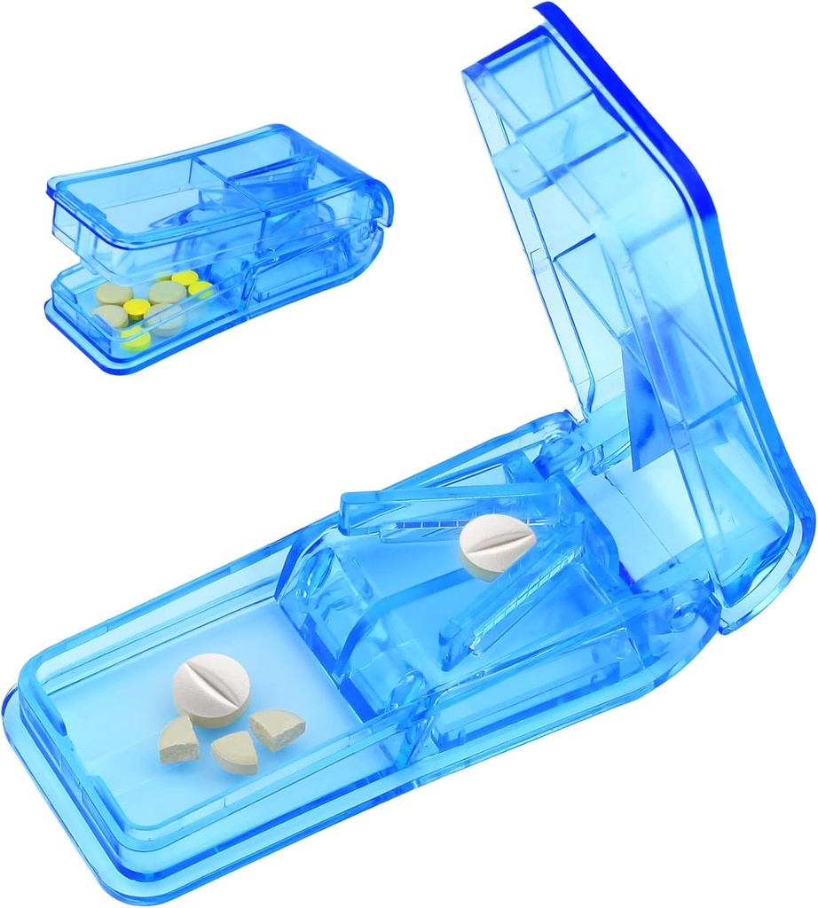 Splitter pour les petites et les petites pilules Le meilleur Splitter pour les pilules 1/4 Vitamines Splitter coupe avec Shield Medicine Tablet Cutter Double en tant qu'organisateur de pilules