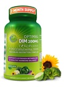 Supplément optimal DIM 200mg pour les femmes et les hommes - Fabriqué avec des aliments entiers organiques - Estrogène et équilibre hormonal Soutien Complexe Diindolylméthane - Absorption maximale Capsules de libération retardée - 60 Compte