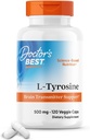 Meilleurs médecins L-Tyrosine, 500 mg, Soutien de l'émetteur cérébral, Non-OGM, Sans gluten 120 capsules de légumes