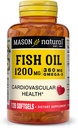 MASON NATURAL Huile de poisson 1200 mg Omega-3 360 mg - coeur en santé, soutient la fonction circulatoire, amélioration de la santé cardiovasculaire, 120 Softgels