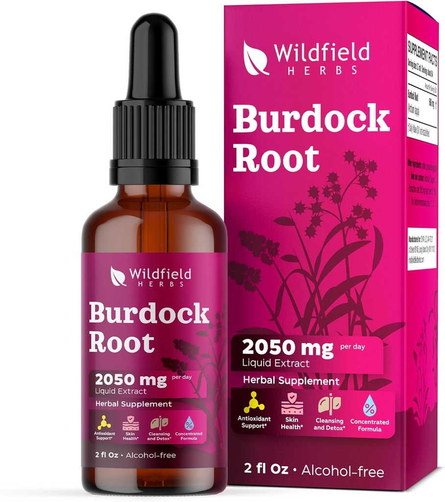 Burdock Root Tincture Extract Drops 2000mg (Arctium lappa L.) Herbal Supplement Absorbs Better Than Capsules, 1 Month Supply, 84 Servings, Alcohol-Free Tincture - 2 Oz, Pack of 1