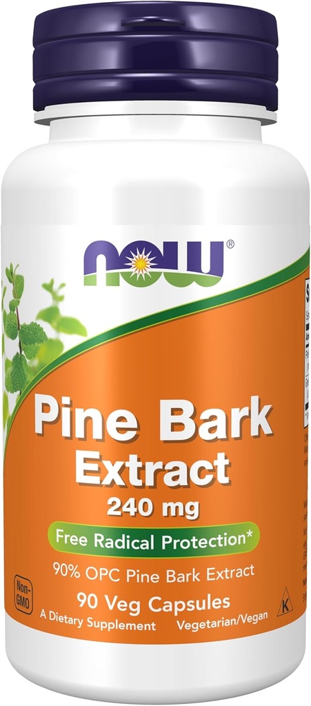 MAINTENANT compléments alimentaires, extrait d'écorce de pin 240 mg, 90% extrait d'écorce de pin OPC, (à partir de l'écorce intérieure du pin rouge chinois), 90 capsules de légumes