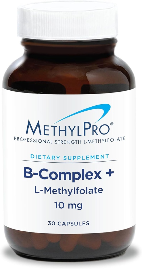 MethylPro B-Complex + L-Methylfolate 10 mg - Methylated Vitamin B Complex for Women and Men, Cellular Energy Support with Folate, Niacin and Biotin, VIT B Supplement - 30 Vegan Capsules