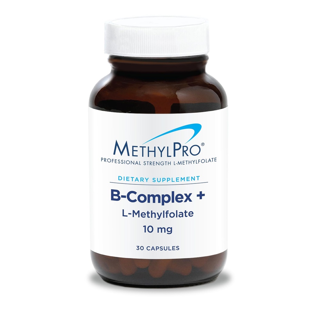 MethylPro B-Complex + L-méthylfolate 10 mg - Complexe de vitamine B méthylée pour les femmes et les hommes, Soutien énergétique cellulaire avec folate, niacine et biotine, supplément VIT B - 30 capsules véganes