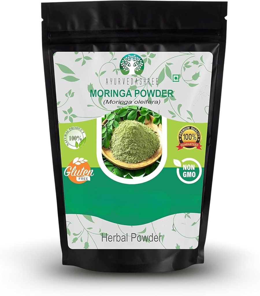 Moringa Poudre de feuille 200 Gm I Moringa Olifera Poudre I Lab testée pour la pureté I Non OGM I GMP certifié I Vegan