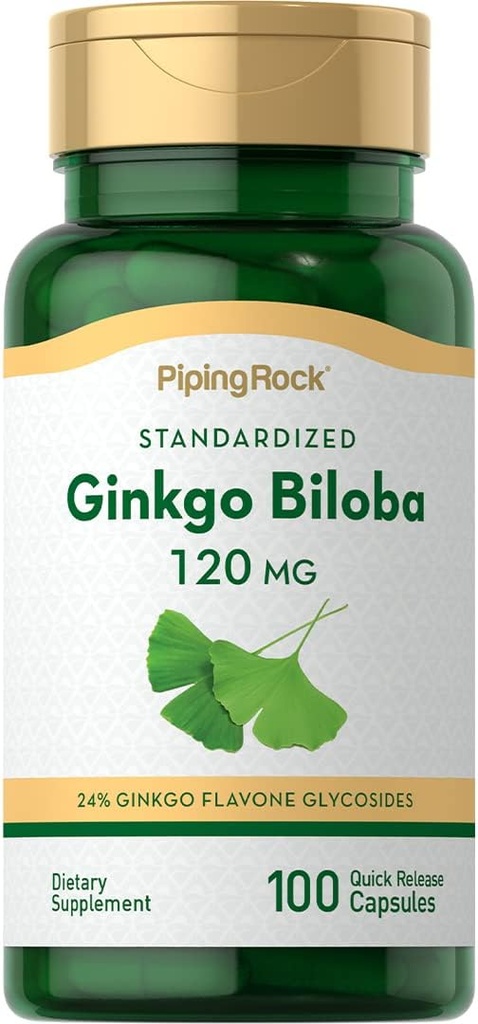 Piping Rock Ginkgo Biloba Suppléments 120mg.100 Capsules.