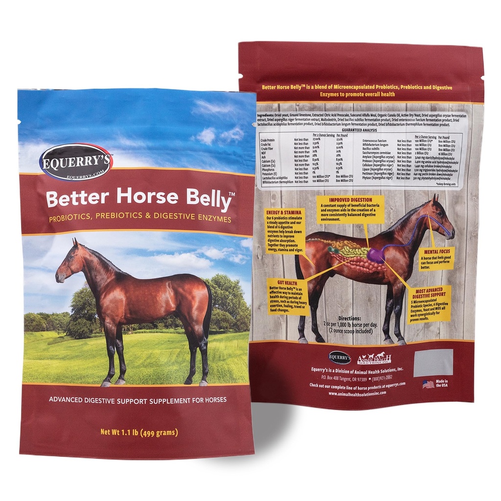 EQUERRY'S Better Horse Belly – Gut Support Supplement with Probiotics, Prebiotics & Digestive Enzymes | for Colic and Digestive Upset, 1.1LB