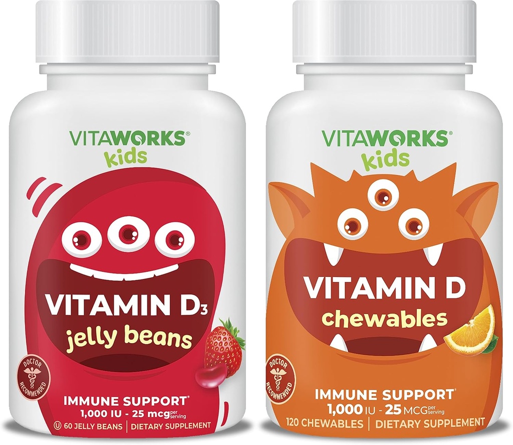 Enfants Vitamine D3 1000 UI Jelly Beans + Vitamine D3 1000 UI Chewables Bundle