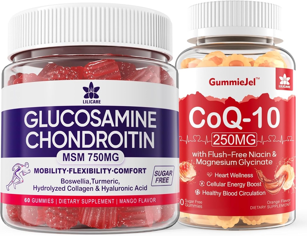 Sans sucre Glucosamine Chondritine MSM 120 Nombres + CoQ10 250mg Gummées remplies 60 Nombres