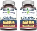 Formules étonnantes Réduction L-Glutathion Supplément de 500 Mg par portion 60 Capsules Véggies non-OGM (Pack de 2)