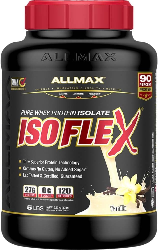 ALLMAX Nutrition - ISOFLEX Whey Protein Powder, Whey Protein Isolate, 27g Protein, Vanilla, 5 Pound