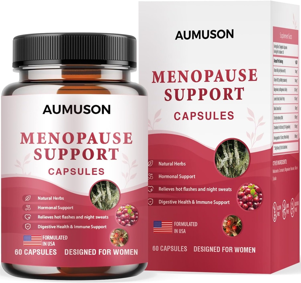 Vitamines pour Ménopause Capsules de soutien pour femmes - Herbal 12-in-1- Hormone Balance avec Cohosh Noir,Ashwagandha, DIM, Magnésium, Chasteberry, B6, B12- et plus dans une nouvelle formule