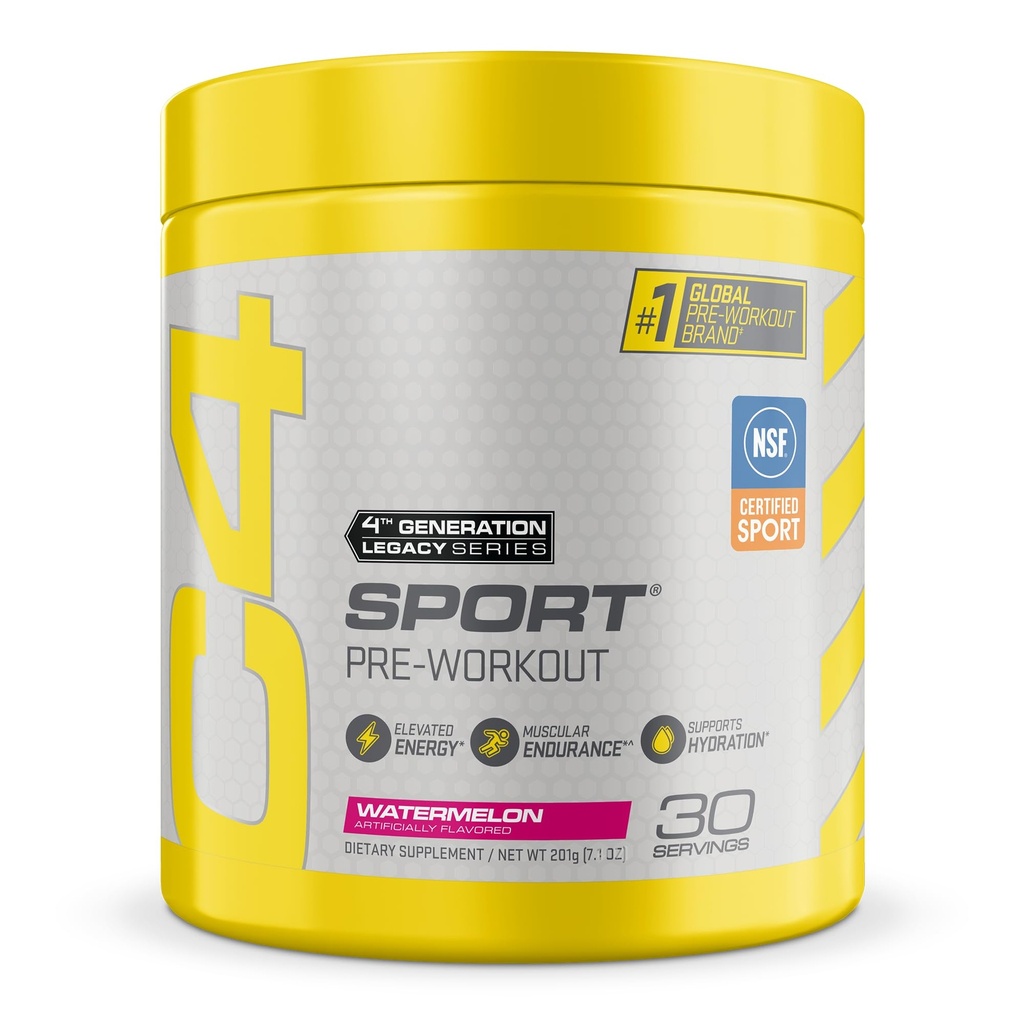 Cellucor C4 Sport Powder Workout Pastèque - NSF Certifié pour Sport + Préentraînement Supplément énergie pour les hommes et les femmes - 135mg Caféine + Créatine Monohydrate - 30 portions