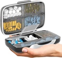 Organisateur de pilules de voyage - Cas de médicaments hermétiques pour voyager Boîte de pharmacie portable avec étiquettes Conteneur de vitamine 8 Compartiment Support de médicaments Grande capacité quotidienne (noir)