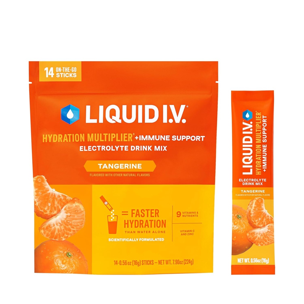 Liquid I.V.® Multiplieur d'hydratation +Immune Support - Tangerine (en anglais seulement) Mélange de poudre d'électrolyte (en anglais seulement)