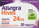 Allegra Hives Antihistamine Comprimés 24 heures sur 24, Réduction de la pisse non somnolente et soulagement de la démangeaison, 180 mg de Fexofenadine HCI, 30 mois